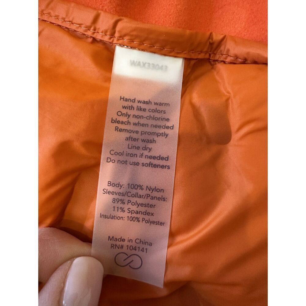 Calia Women's Quilted Puffer Scuba Jacket Orange Zippered Hem XL GUC! - Picture 3 of 5